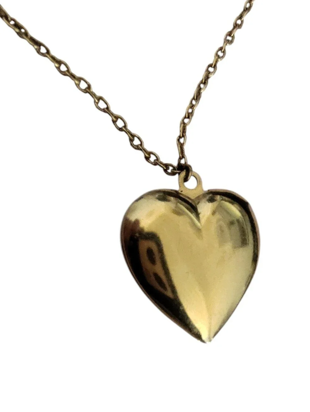 1928 Gold Tone Heart Locket Necklace Floral Double Heart Vintage Inspired